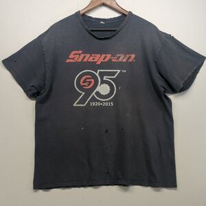 Snap-On Tools 95th Anniversary T-Shirt Mens XL Thrashed Distressed Black Grunge